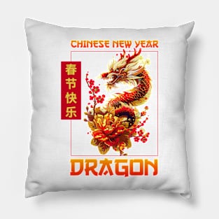 Vibrant Golden Dragon: Popping Chinese New Year Pillow