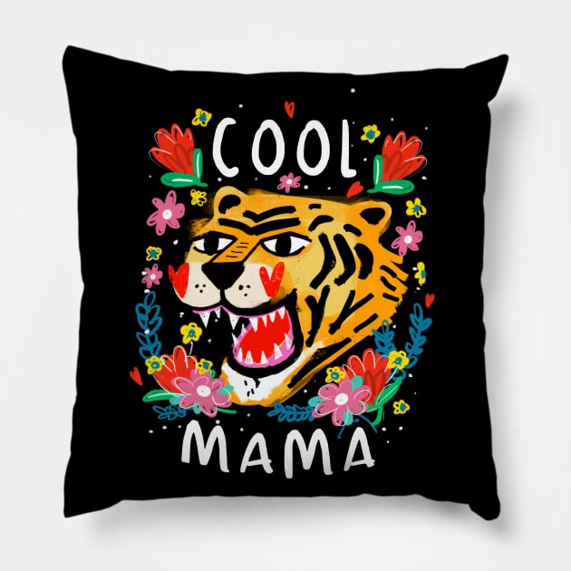 COOL MAMA Pillow by NICHOLACOWDERYILLUSTRATIONS 