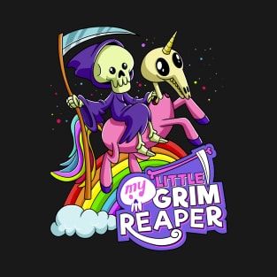 Cute Death My Little Grim Reaper and Unicorn skull T-Shirt