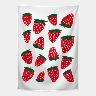 Organic summer strawberries red and green Tapestry