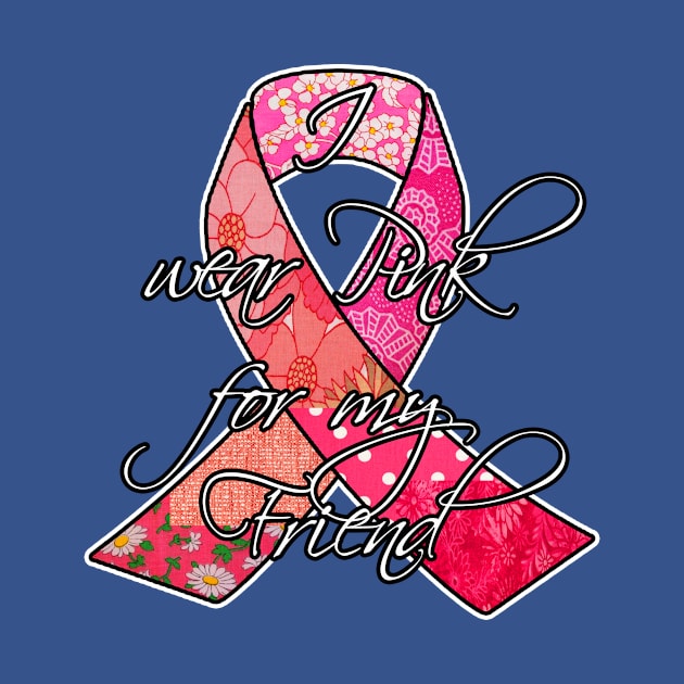 I wear pink for my Friend Retro Breast Cancer Awareness Ribbon by artbyomega