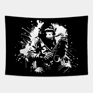 monkey playing saxophone Tapestry