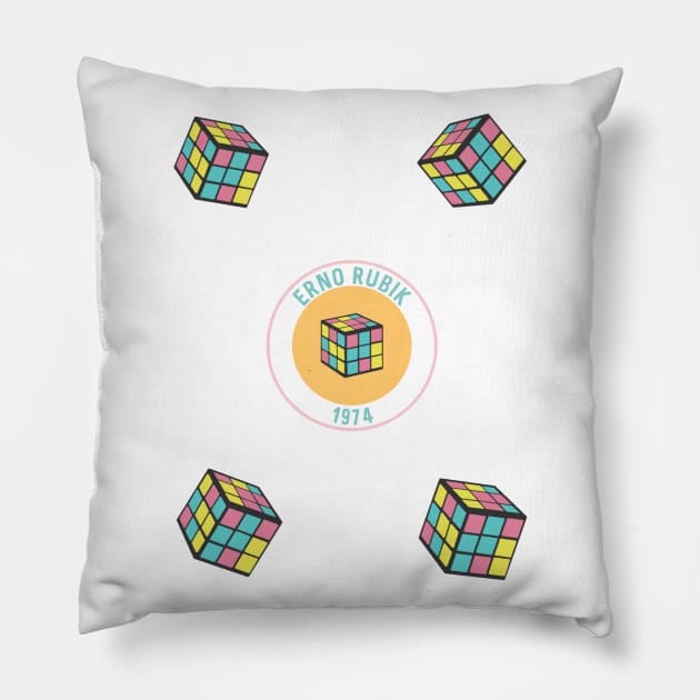 Erno Rubik 1974 Pillow by GMAT