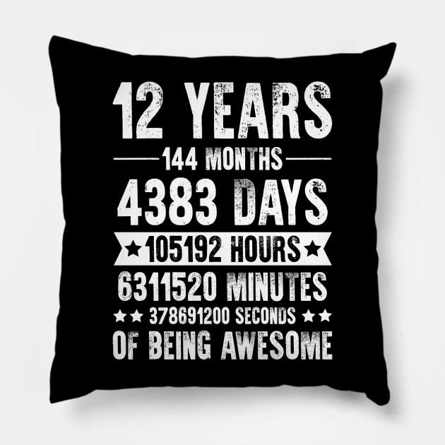 12 Years 144 Months Of Being Awesome Birthday Pillow by busines_night