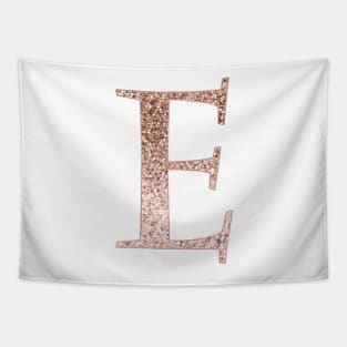 E rose gold glitter monogram letter Tapestry