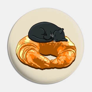 Croissant Black Cat Pin