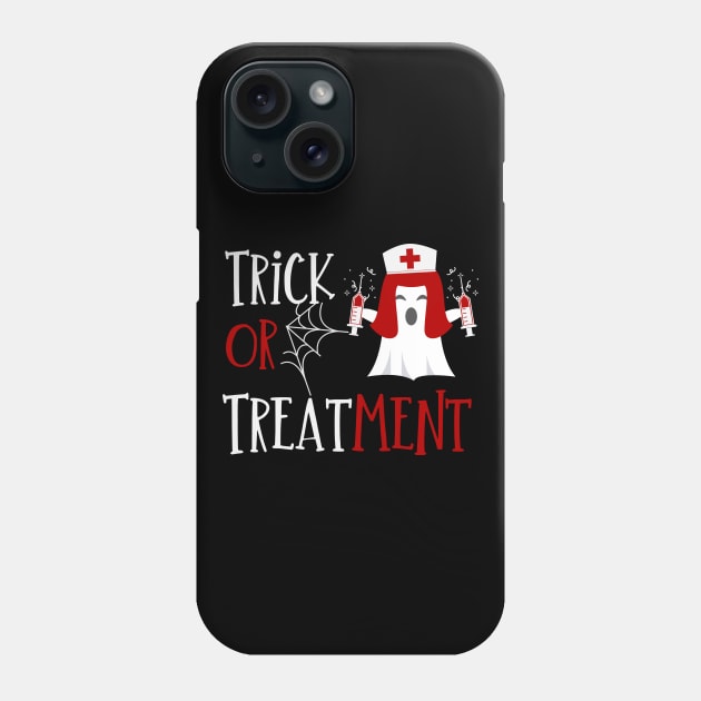 Trick or treatment funny Nurse Halloween ghost in Nurse hat design Phone Case by BlueLightDesign