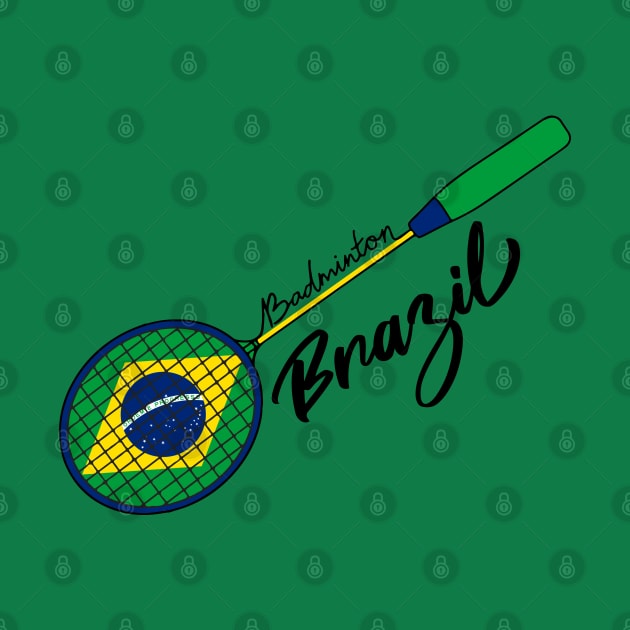 Brazil Badminton Flag on Racket Support Brazil Team Badminton by Mochabonk