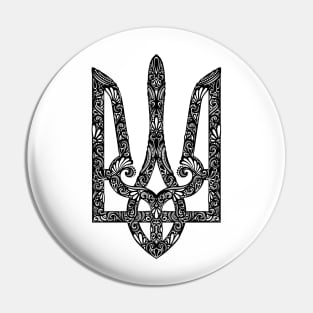 Ornate Ukrainian Trident, Black Print Pin