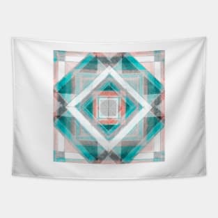 Hand Made Edited Pencil Geometry in Light Turquise Tapestry