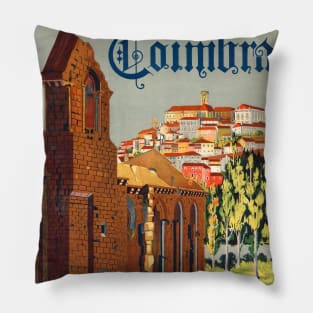 Coimbra Portugal Vintage Poster 1935 Pillow