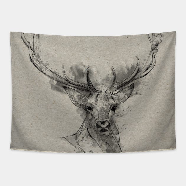 Deer with Antlers Tapestry by DavidLoblaw