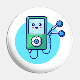 Cute Ipod With Earphone Cartoon Vector Icon Illustration Pin