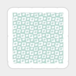 Monstera Deliciosa Leaf Checker Board - pastel teal green Magnet