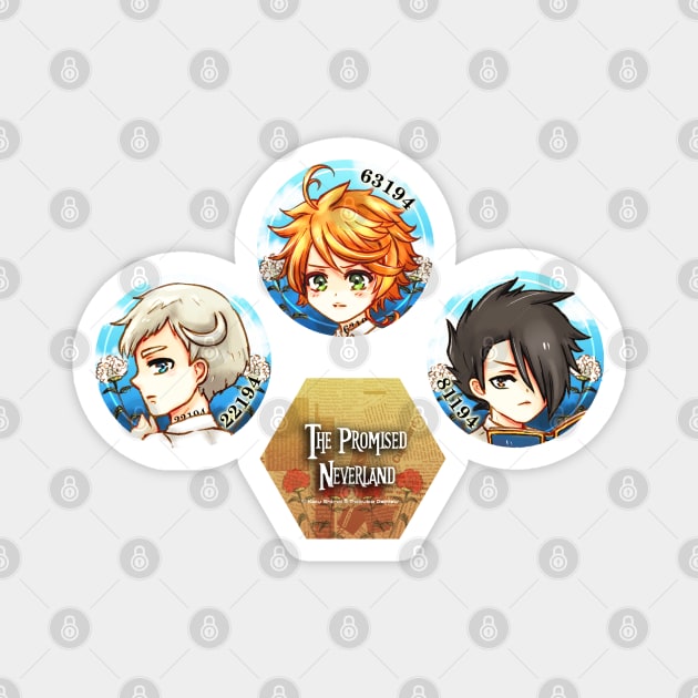 The Promised Neverland Trio Magnet by candypiggy