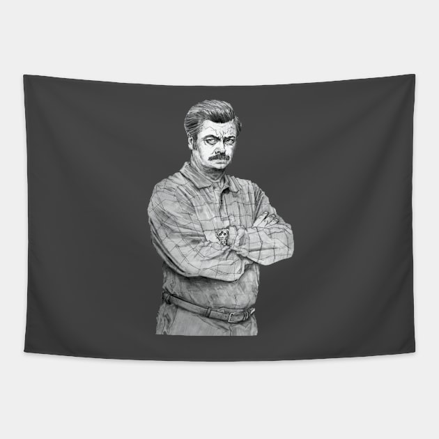Ron F-ing Swanson Tapestry by tomasoverbai