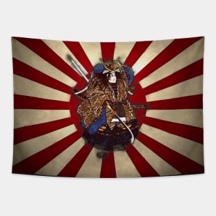 Naginita Samurai over Rising Sun Japan Flag Tapestry