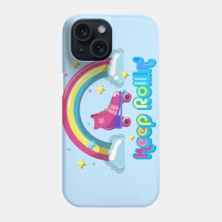 Keep Rolling Roller Skating Rainbow Seventies Style Phone Case