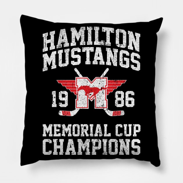 Hamilton Mustangs Memorial Cup Champions (Variant) Pillow by huckblade