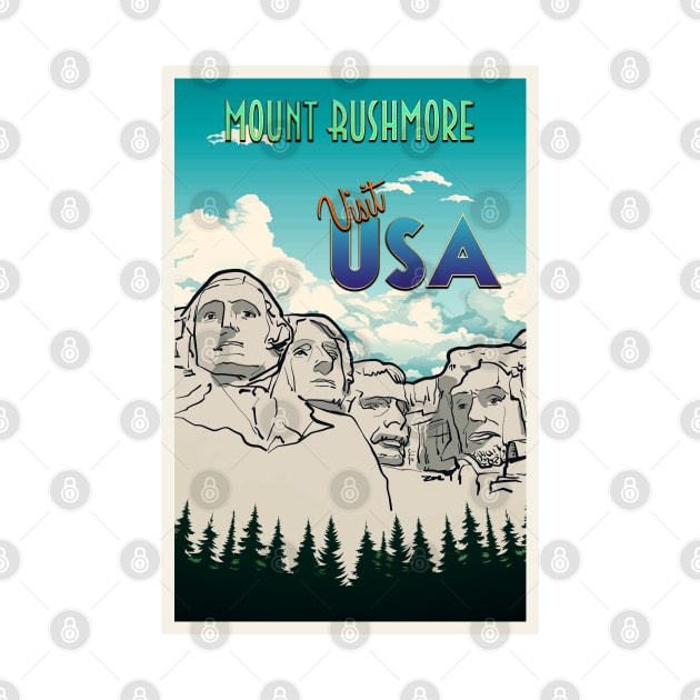 Mount Rushmore Retro Travel Poster by Sarahmw