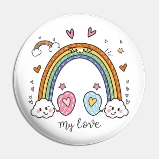 My Rainbow Cat is My Valentine Pin