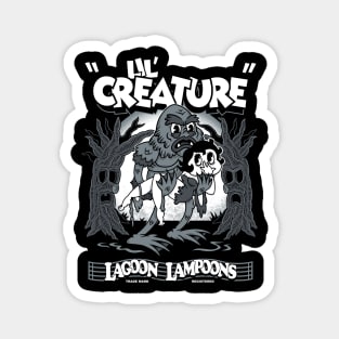 Lil Creature - Vintage Cartoon Black Lagoon - Creepy Cute Monster Magnet