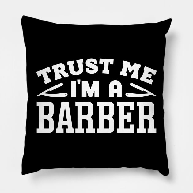 Trust Me, I'm a Barber Pillow by colorsplash