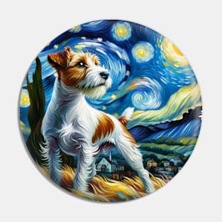 Starry Parson Russell Terrier Dog Portrait - Pet Portrait Pin