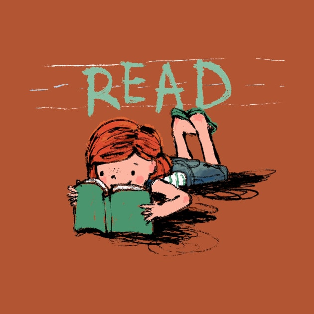 Girl Reading - READ Design by Shelley Johannes Art