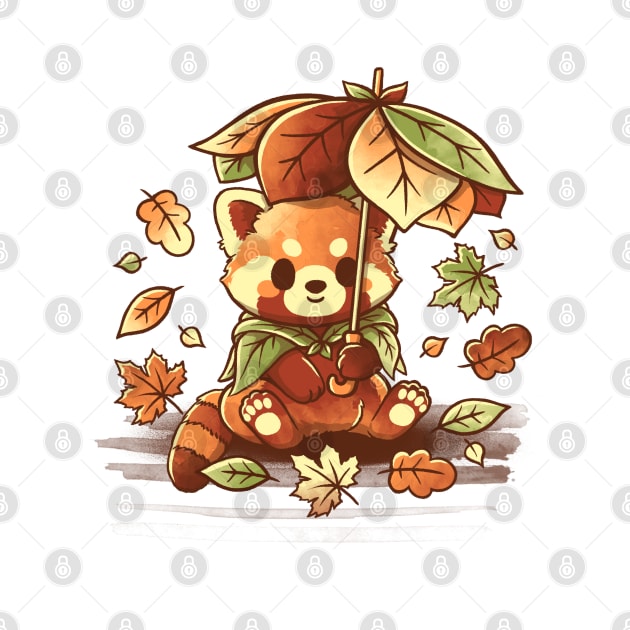 Red panda leaf umbrella by NemiMakeit