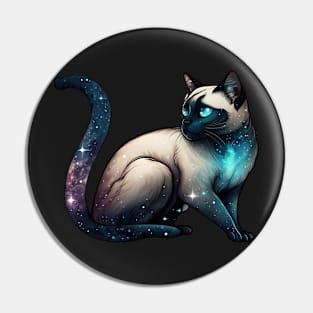 Siamese Cat With Galaxy Full of Stars Pin