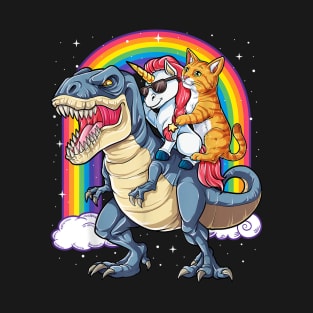 Fantastic Felineosaur a Majestic Blend of Cat, Dino, and Unicorn T-Shirt