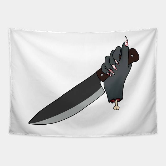 horror knife hand Tapestry by thejesamestreet