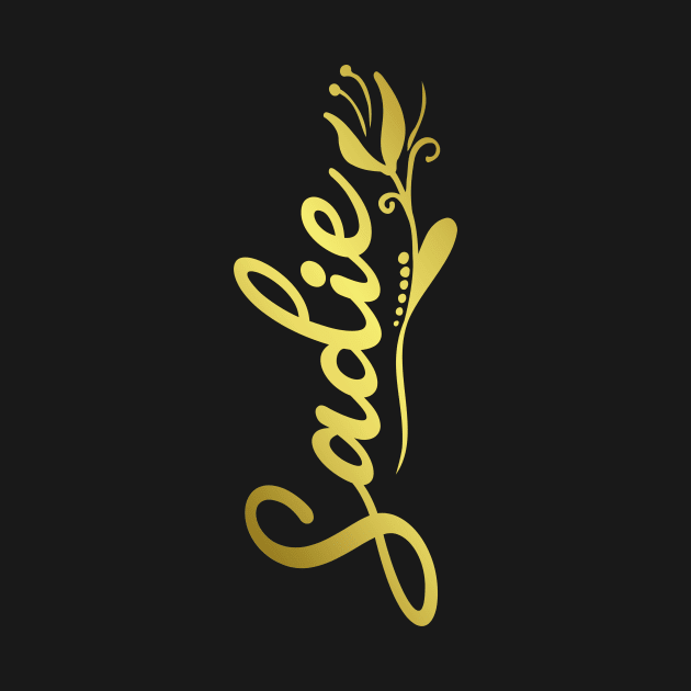 Sadie Name Faux Gold Yellow Tulip Flourish by xsylx