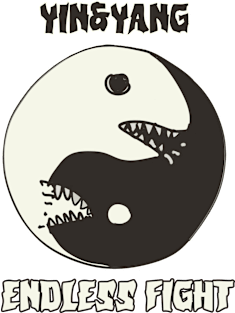 yin yang endless fight cartoon style illustration Magnet