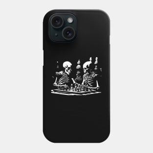 skeletons play chess Phone Case