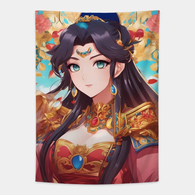 Cool Hero Kawaii Queen Anime Girl Tapestry by animegirlnft