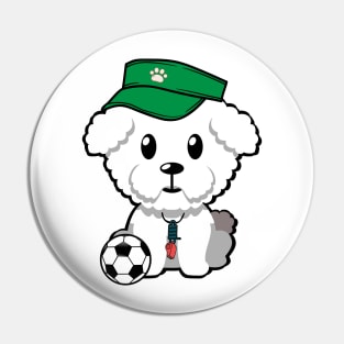 Funny furry dog is a soccer coach Pin