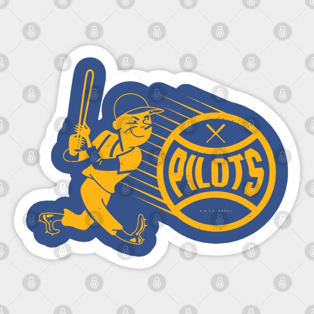 Vintage Baseball - Seattle Pilots (Yellow Pilots Wordmark) - Seattle Pilots  - Sticker