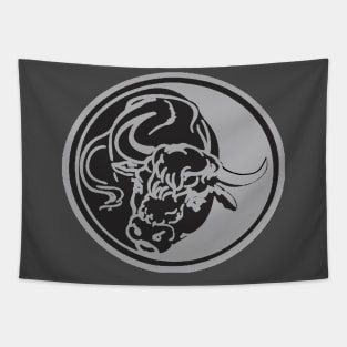 Black Bull Line Art Drawing Tattoo Art Tapestry