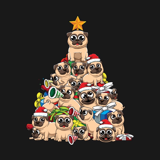 Cute Pug Santa Claus Christmas tree- dog lover X-mas costume by tmuzaa