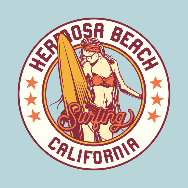 Vintage Surfing Badge for Hermosa Beach, California by SLAG_Creative