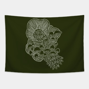 Mushroom owl line-art Tapestry