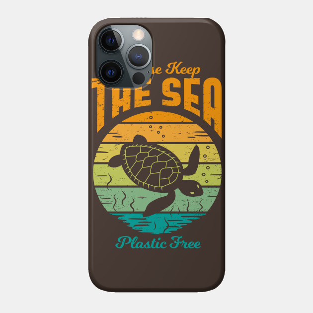 Please Keep the Sea Plastic Free - Retro Turtle - Ocean Pollution - Phone Case