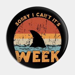 Retro Shark Fin Week 2023 Shark Lover Ocean Wildlife Pin