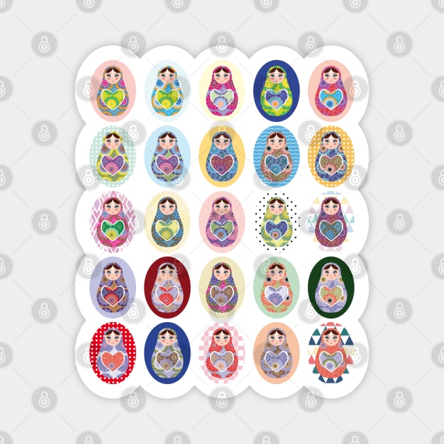 Russian dolls matryoshka (6) Magnet by EkaterinaP