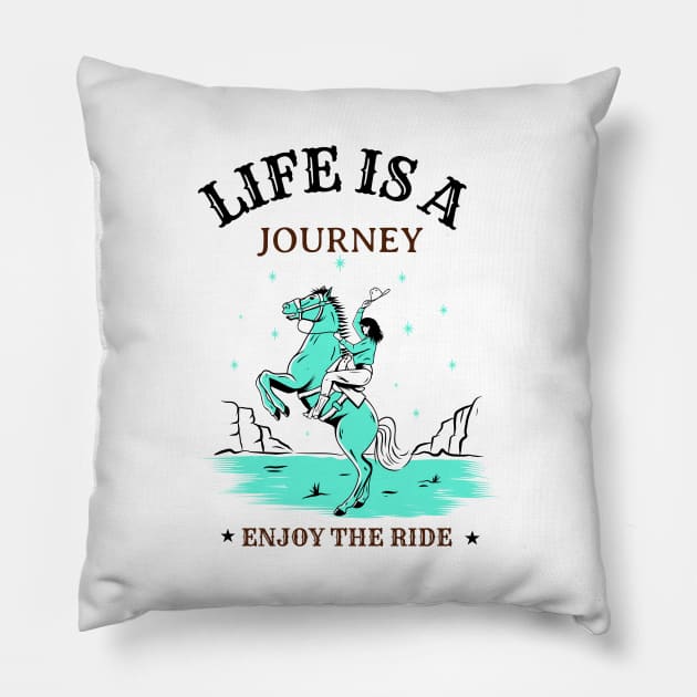 Life is a Journey, Enjoy the Ride Pillow by Cows Don't Care