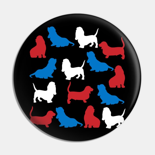 Patriotic Basset Hound Dog America Flag 4Th Of July Pin by klausgaiser