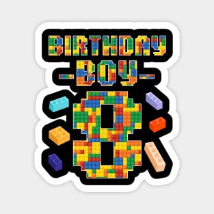 8th Birthday Building Block B-day Boy Gift For Boys Kids Magnet