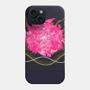 red abstract flower with green leaf Phone Case